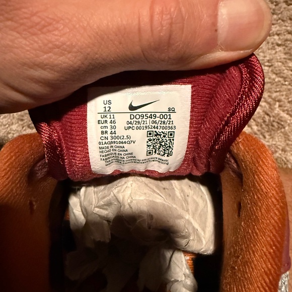 Nike Air Max 1 x Patta Waves Metallic Silver/Rush Maroon Size 12 - Picture 4 of 8